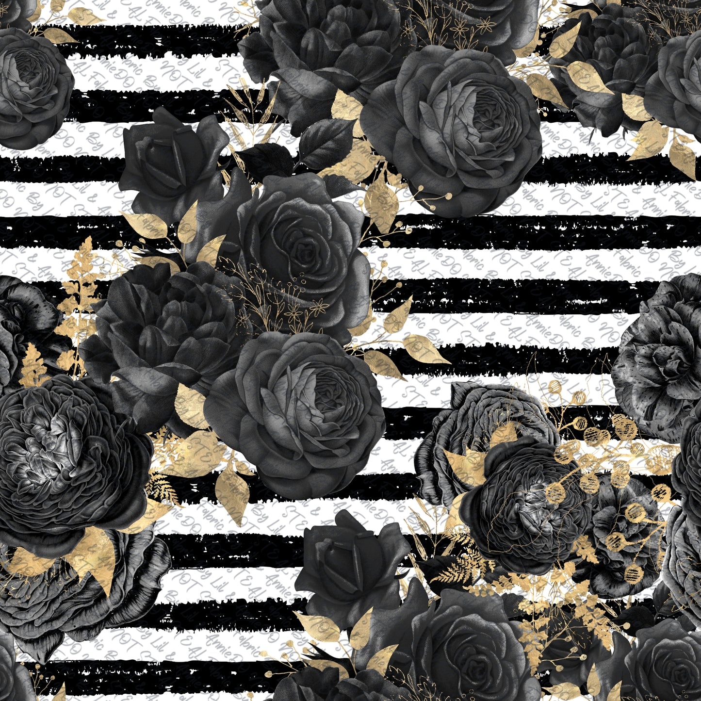 Black & gold floral